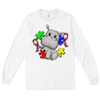 White autism hippopotamus Long Sleeve Tee - CowGirlArtShop