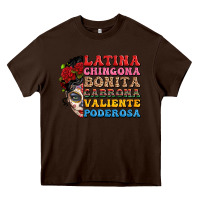 Chocolate Brown mexican sugar skull latina chingona bonita Heavy Core Tee - LillyAllenDesigns