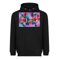 Black Flower Hummingbird Heavyweight Hoodie - Artiststas