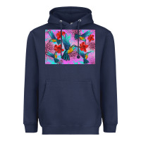 Navy Flower Hummingbird Heavyweight Hoodie - Artiststas