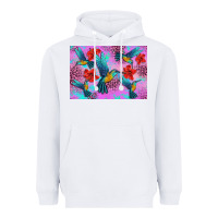 White Flower Hummingbird Heavyweight Hoodie - Artiststas