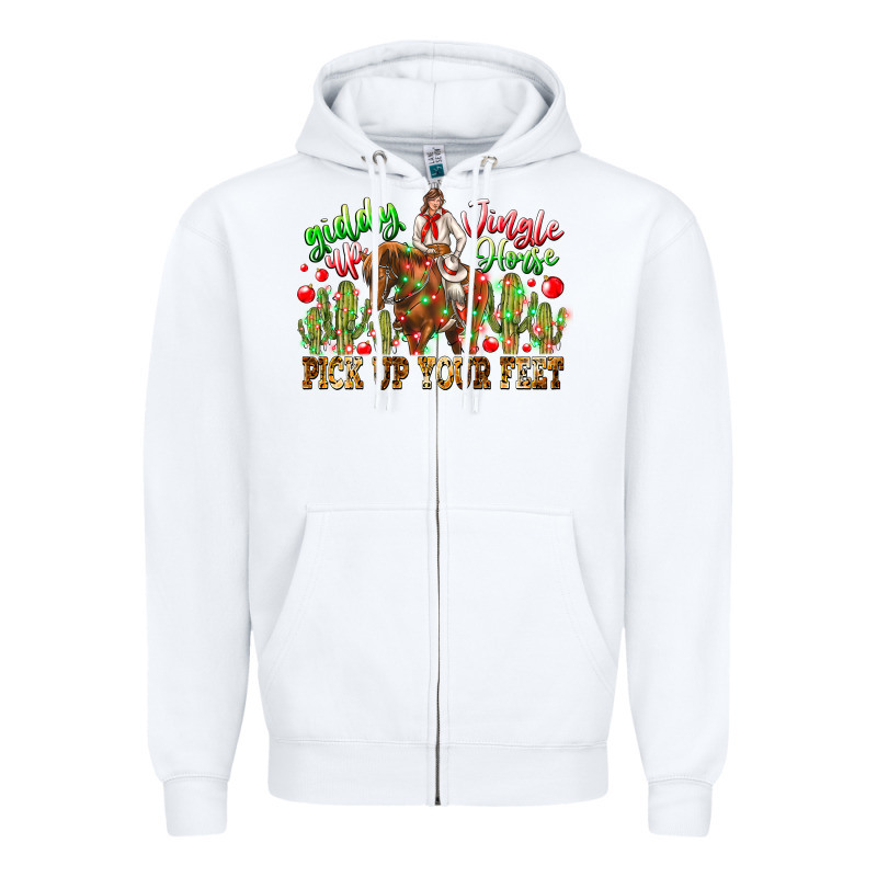 Giddy Up Jingle Horse Pick Up Your Feet Zipper Hoodie by CowhideDigitalArt | Teevron