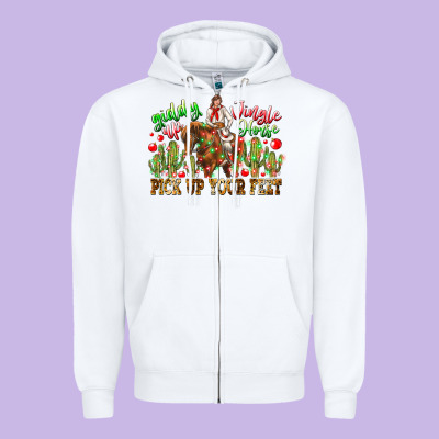Giddy Up Jingle Horse Pick Up Your Feet Zipper Hoodie Designed By Cowhidedigitalart
