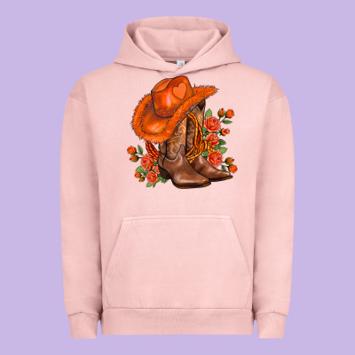 Orange  Cowgirl  And Roses Urban Hoodie Designed By Adodesignshop