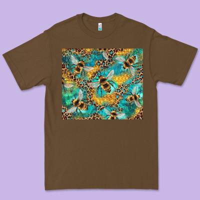Honeycomb And Bees With Leopard Premium Tee Designed By Artiststas