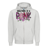 Dove Grey Dreaming Of A Pink Christmas Zipper Hoodie - CowhideDigitalArt