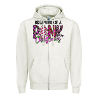 Oatmeal Heather Dreaming Of A Pink Christmas Zipper Hoodie - CowhideDigitalArt