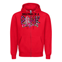 Red Dreaming Of A Pink Christmas Zipper Hoodie - CowhideDigitalArt