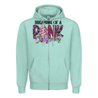 Seafoam Dreaming Of A Pink Christmas Zipper Hoodie - CowhideDigitalArt