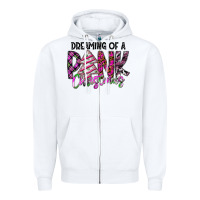 White Dreaming Of A Pink Christmas Zipper Hoodie - CowhideDigitalArt