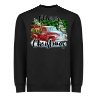 Black Merry Christmas Truck With Gifts Heavyweight Sweatshirt - FaDigitalArtStudio