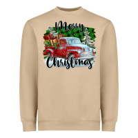 Mushroom Merry Christmas Truck With Gifts Heavyweight Sweatshirt - FaDigitalArtStudio
