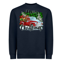 Navy Merry Christmas Truck With Gifts Heavyweight Sweatshirt - FaDigitalArtStudio