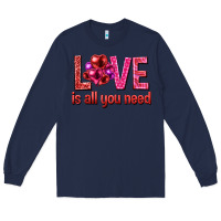 Navy Love is all you need Valentine's Day Long Sleeve Tee - HowdyJamesFarm