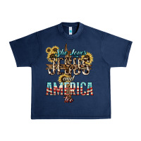 Navy She loves Jesus and America too sunflower Urban Heavy Tee - HowdyJamesFarm