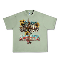 Oil Green She loves Jesus and America too sunflower Urban Heavy Tee - HowdyJamesFarm