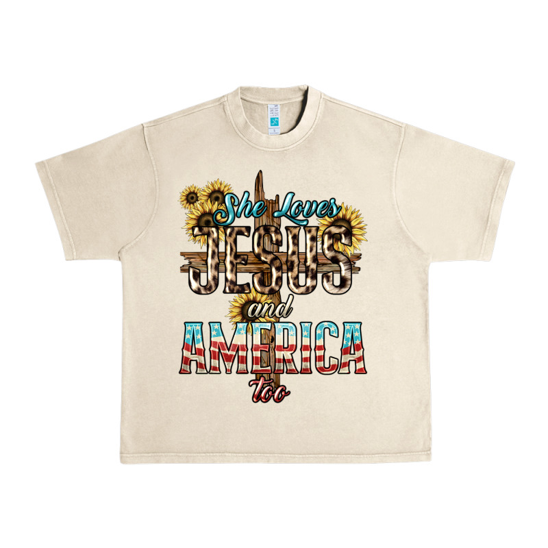 She Loves Jesus And America Too Sunflower Urban Heavy Tee by HowdyJamesFarm | Teevron