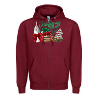 Burgundy Christmas Vibes Zipper Hoodie - CowhideDigitalArt