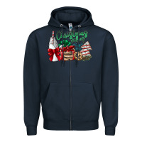 Navy Christmas Vibes Zipper Hoodie - CowhideDigitalArt