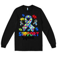 Black support squad autism Long Sleeve Tee - CowGirlArtShop