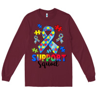 Burgundy support squad autism Long Sleeve Tee - CowGirlArtShop