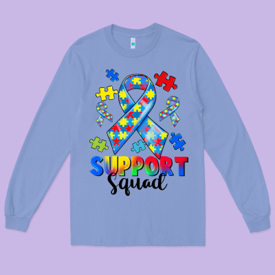 Support Squad Autism Long Sleeve Tee Designed By Cowgirlartshop