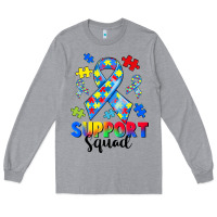 Heather Grey support squad autism Long Sleeve Tee - CowGirlArtShop