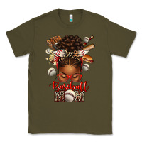 Army Green Baseball Mom Afro Messy Bun Classic Tee - texasbilliewilder