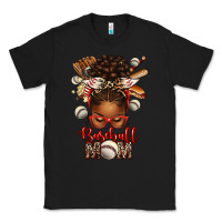 Black Baseball Mom Afro Messy Bun Classic Tee - texasbilliewilder