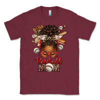Burgundy Baseball Mom Afro Messy Bun Classic Tee - texasbilliewilder
