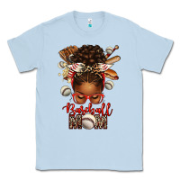 Dusty Blue Baseball Mom Afro Messy Bun Classic Tee - texasbilliewilder