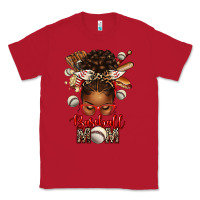 Red Baseball Mom Afro Messy Bun Classic Tee - texasbilliewilder