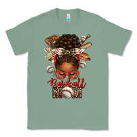 Sage Baseball Mom Afro Messy Bun Classic Tee - texasbilliewilder