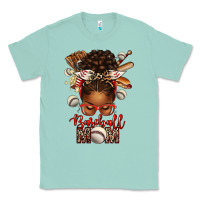 Seafoam Baseball Mom Afro Messy Bun Classic Tee - texasbilliewilder