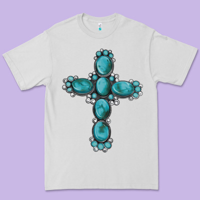 Western Gemstone Cross Premium Tee Designed By Artiststas