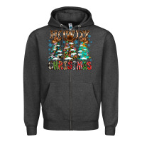 Charcoal Heather Howdy Christmas Zipper Hoodie - CowhideDigitalArt