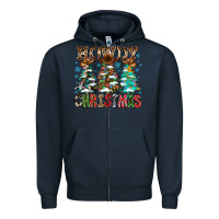 Navy Howdy Christmas Zipper Hoodie - CowhideDigitalArt