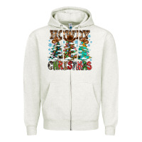 Oatmeal Heather Howdy Christmas Zipper Hoodie - CowhideDigitalArt