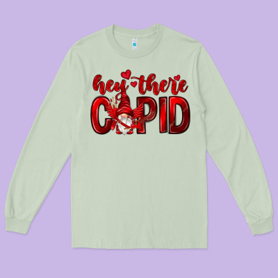 Hey There Cupid Valentine's Day Long Sleeve Tee Designed By Howdyjamesfarm