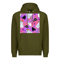 Army Green cute ghost halloween seamless pattern Premium Hoodie - BundleAndBundleShop