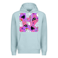 Blue Mist cute ghost halloween seamless pattern Premium Hoodie - BundleAndBundleShop
