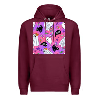 Burgundy cute ghost halloween seamless pattern Premium Hoodie - BundleAndBundleShop