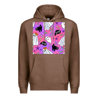 Chestnut cute ghost halloween seamless pattern Premium Hoodie - BundleAndBundleShop