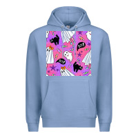 Colony Blue cute ghost halloween seamless pattern Premium Hoodie - BundleAndBundleShop