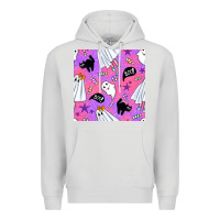 Dove Grey cute ghost halloween seamless pattern Premium Hoodie - BundleAndBundleShop