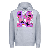 Heather Grey cute ghost halloween seamless pattern Premium Hoodie - BundleAndBundleShop