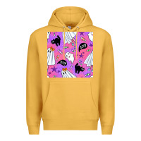 Mustard cute ghost halloween seamless pattern Premium Hoodie - BundleAndBundleShop