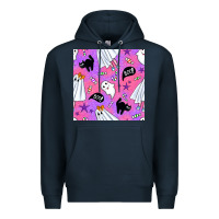Navy cute ghost halloween seamless pattern Premium Hoodie - BundleAndBundleShop