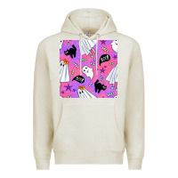 Oatmeal Heather cute ghost halloween seamless pattern Premium Hoodie - BundleAndBundleShop