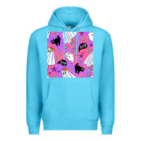 Ocean Blue cute ghost halloween seamless pattern Premium Hoodie - BundleAndBundleShop